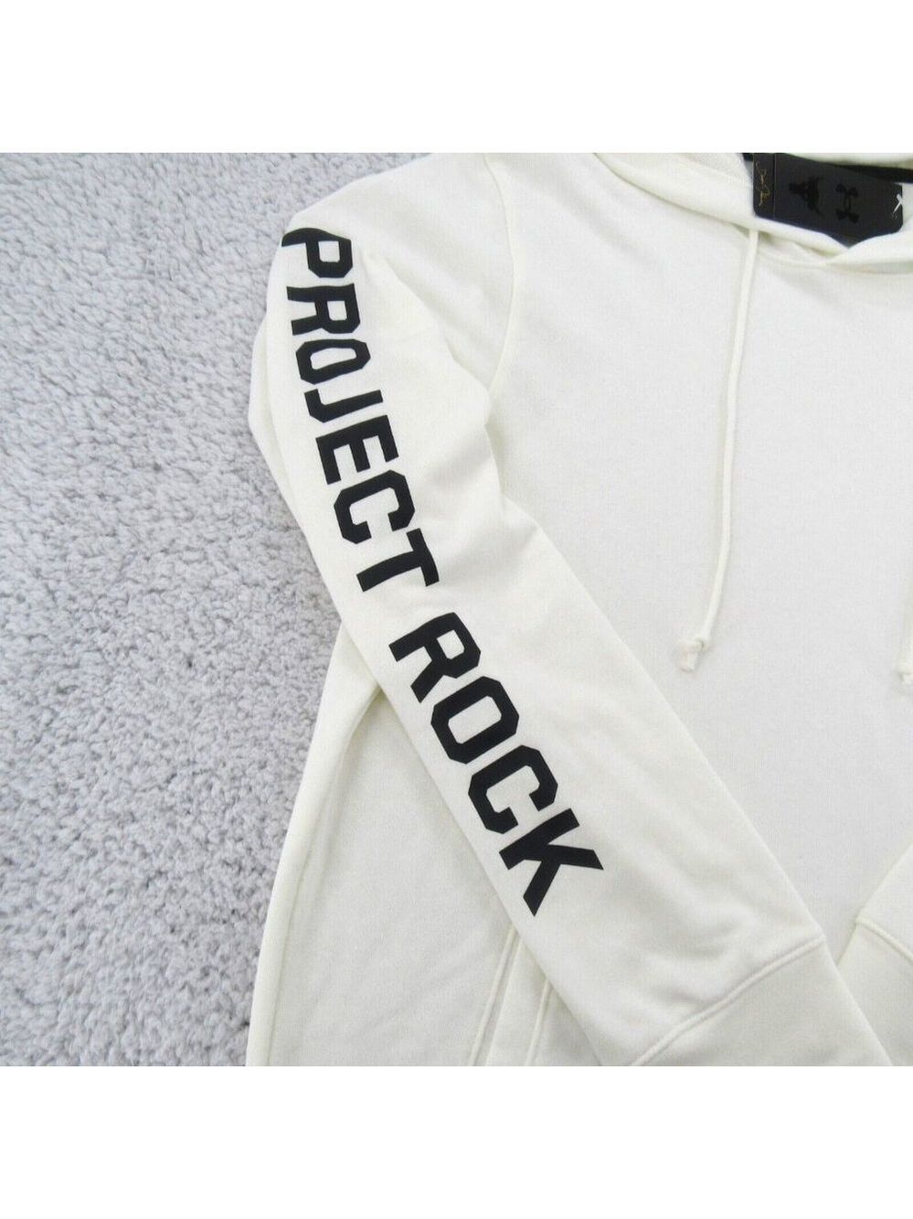 Under Armour UA Project Rock Terry Hoodie Mens Size Medium Ivory NEW - Picture 3 of 11